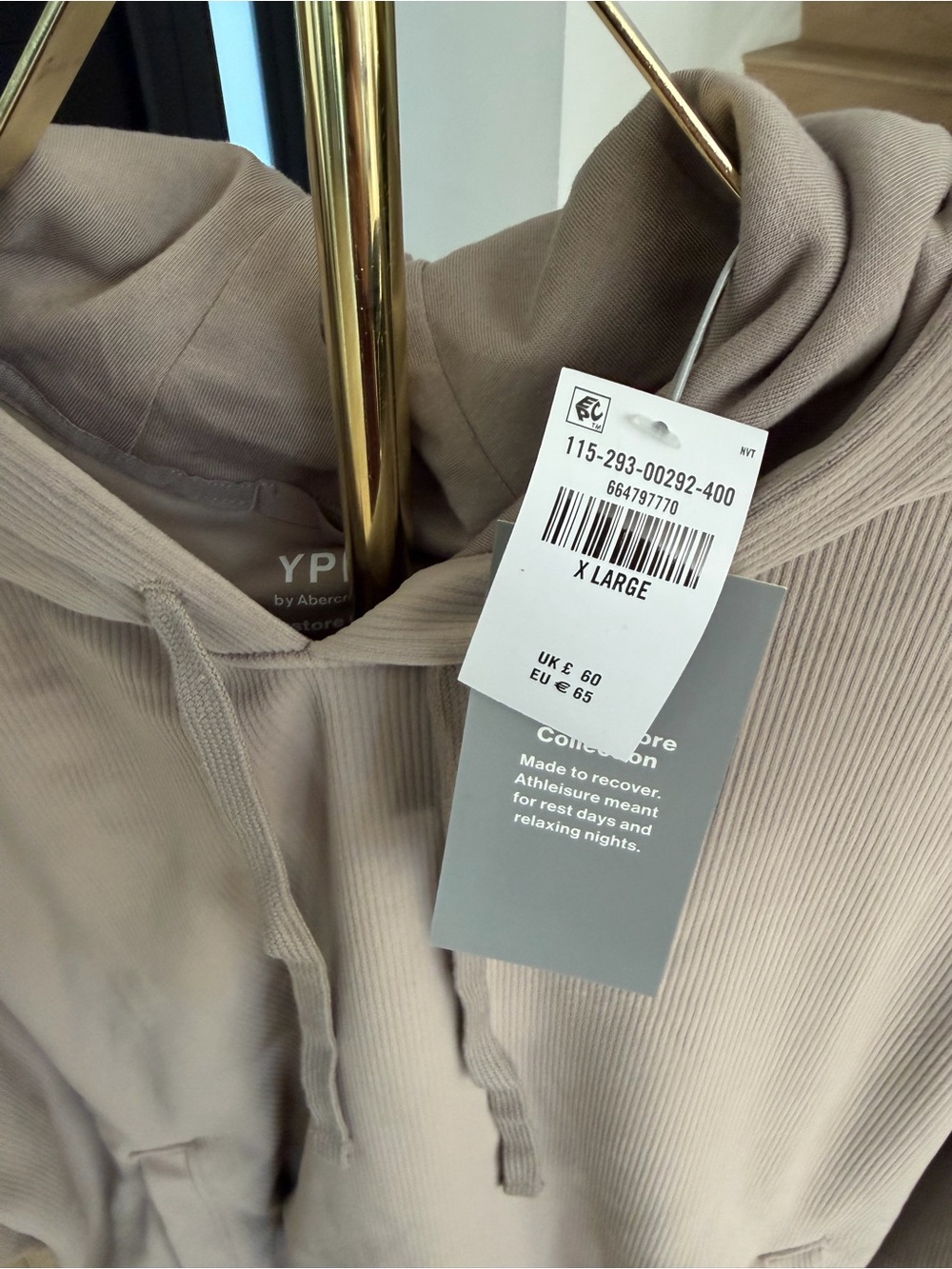 Abercrombie & Fitch Ribbed Hooded Crew Sweater in Taupe - Picture 3 of 5